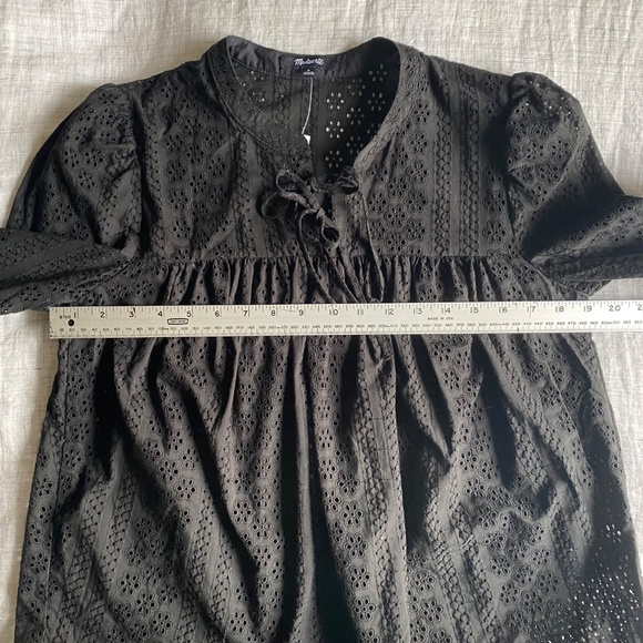NWT Madewell black eyelet lace pop over peasant top Size M - Picture 12 of 15